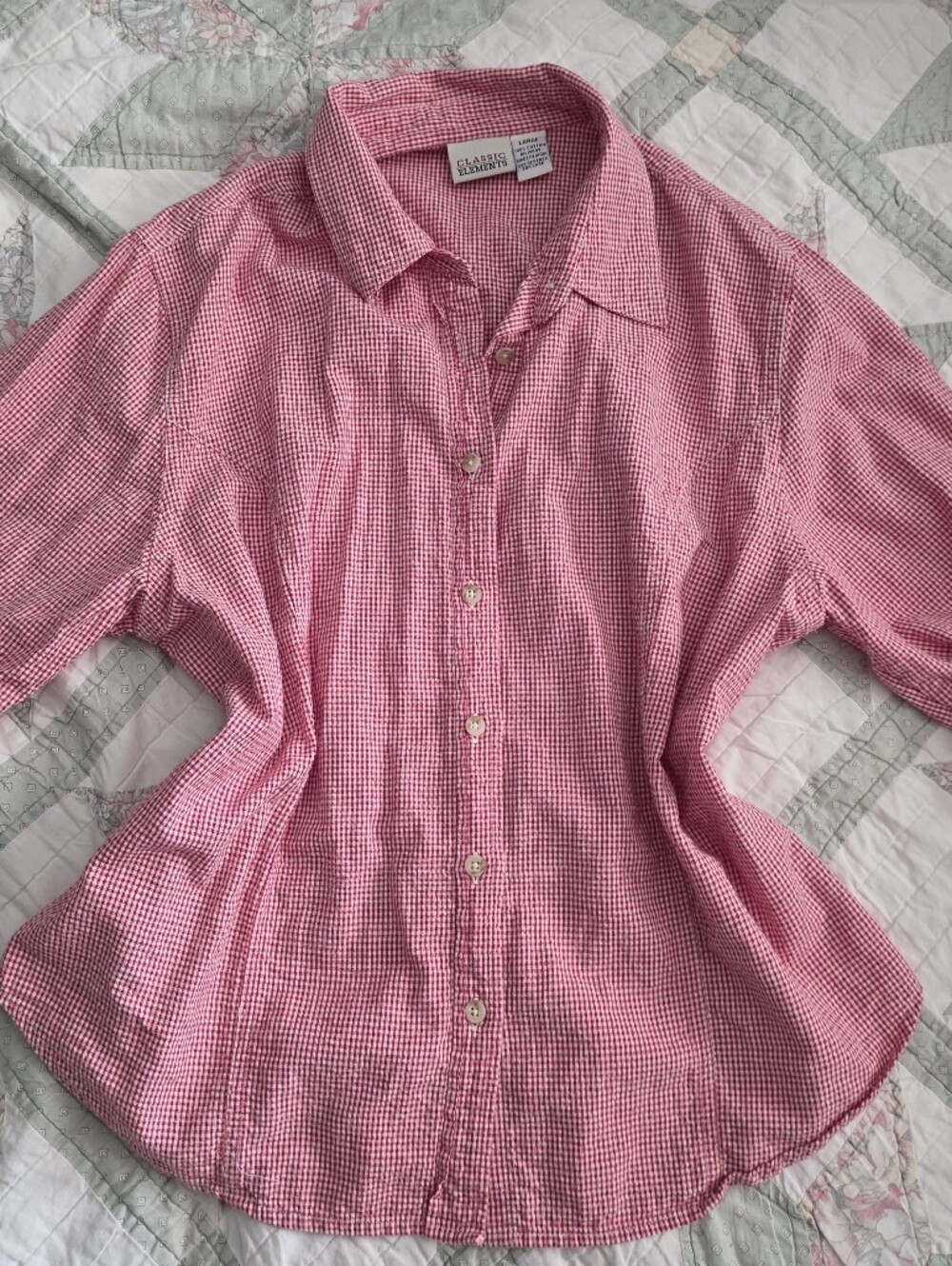 Classic Elements Red and White Gingham Shirt